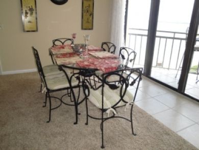 Dining area seats six